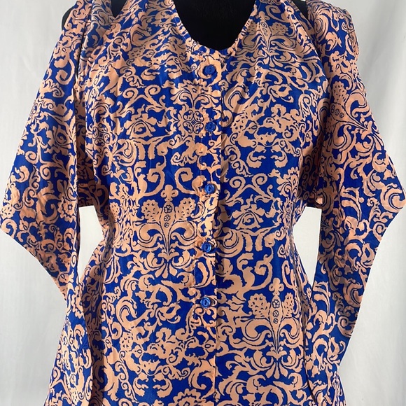 Francesca’s Blue, Peach,Romper, short set onsie,halter, button up, size small - Picture 4 of 16